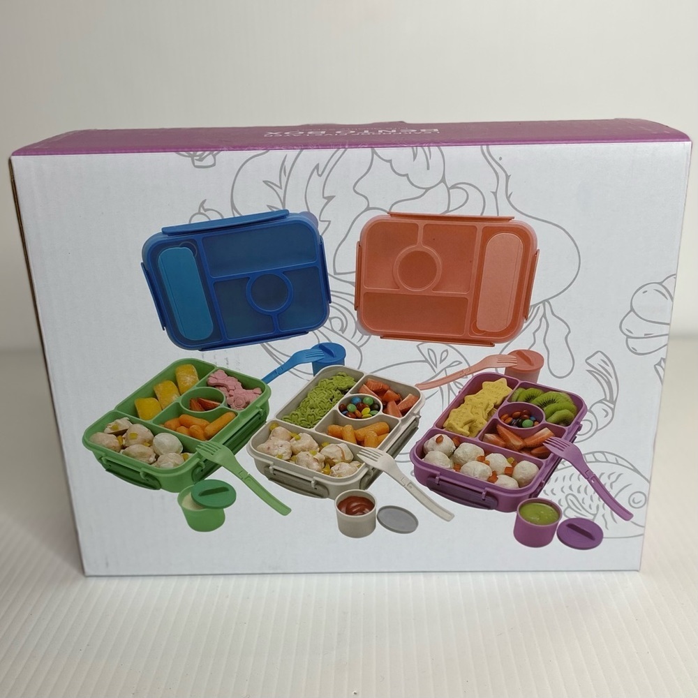 Amathley Bento Box With 5 Compartments For Lunches Adults, Kids, Purple BPA Free - Picture 4 of 8